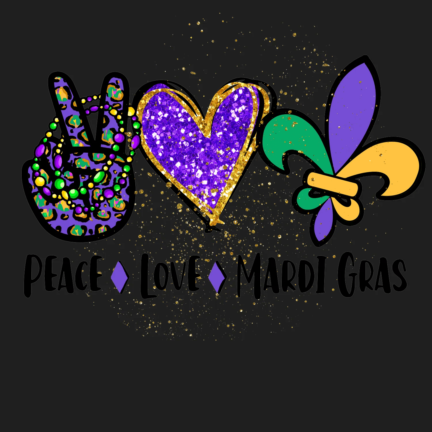 Mardi Gras Sparkle - DTF Ready to Press - Heat Press Transfer