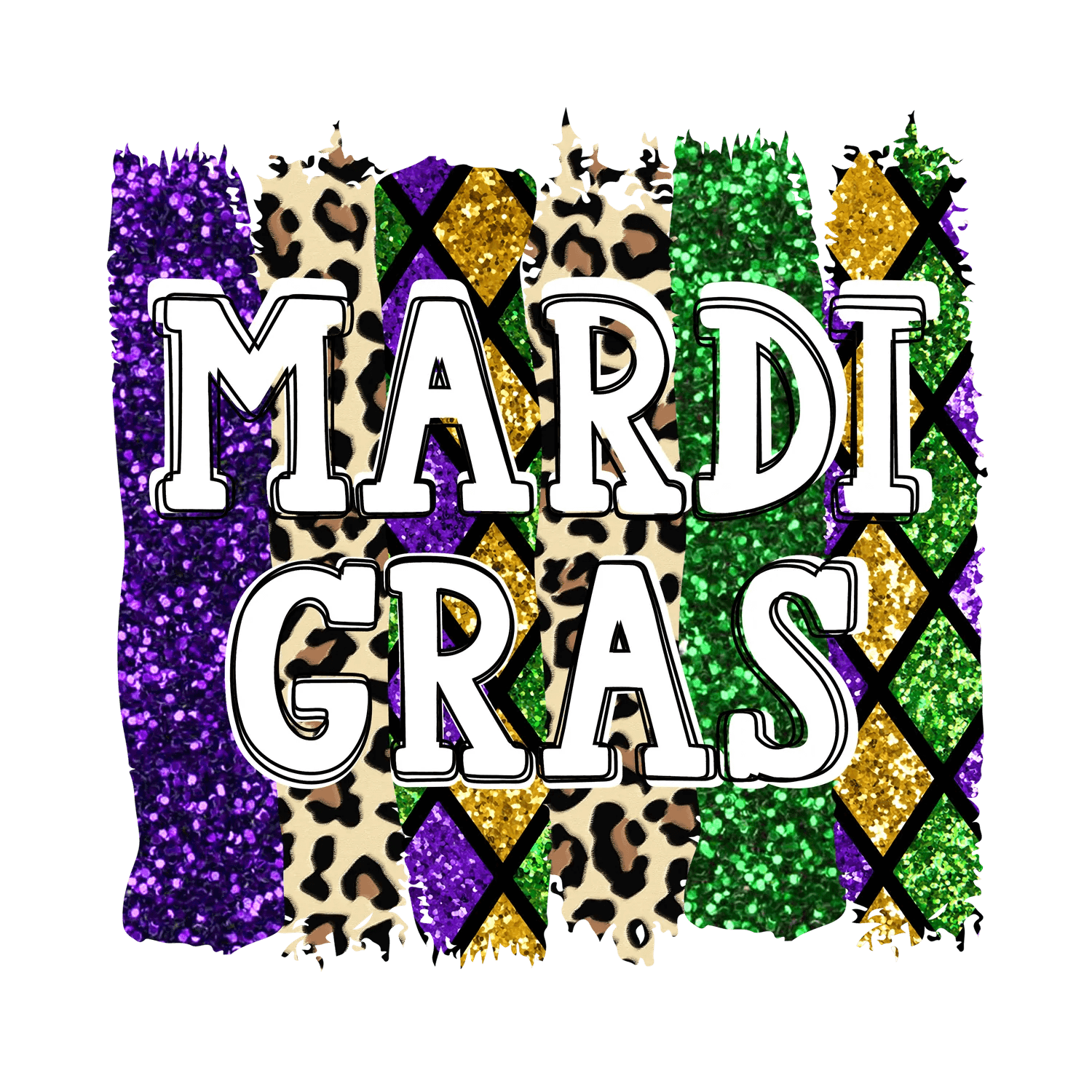 Mardi Gras Sparkle - DTF Ready to Press - Heat Press Transfer