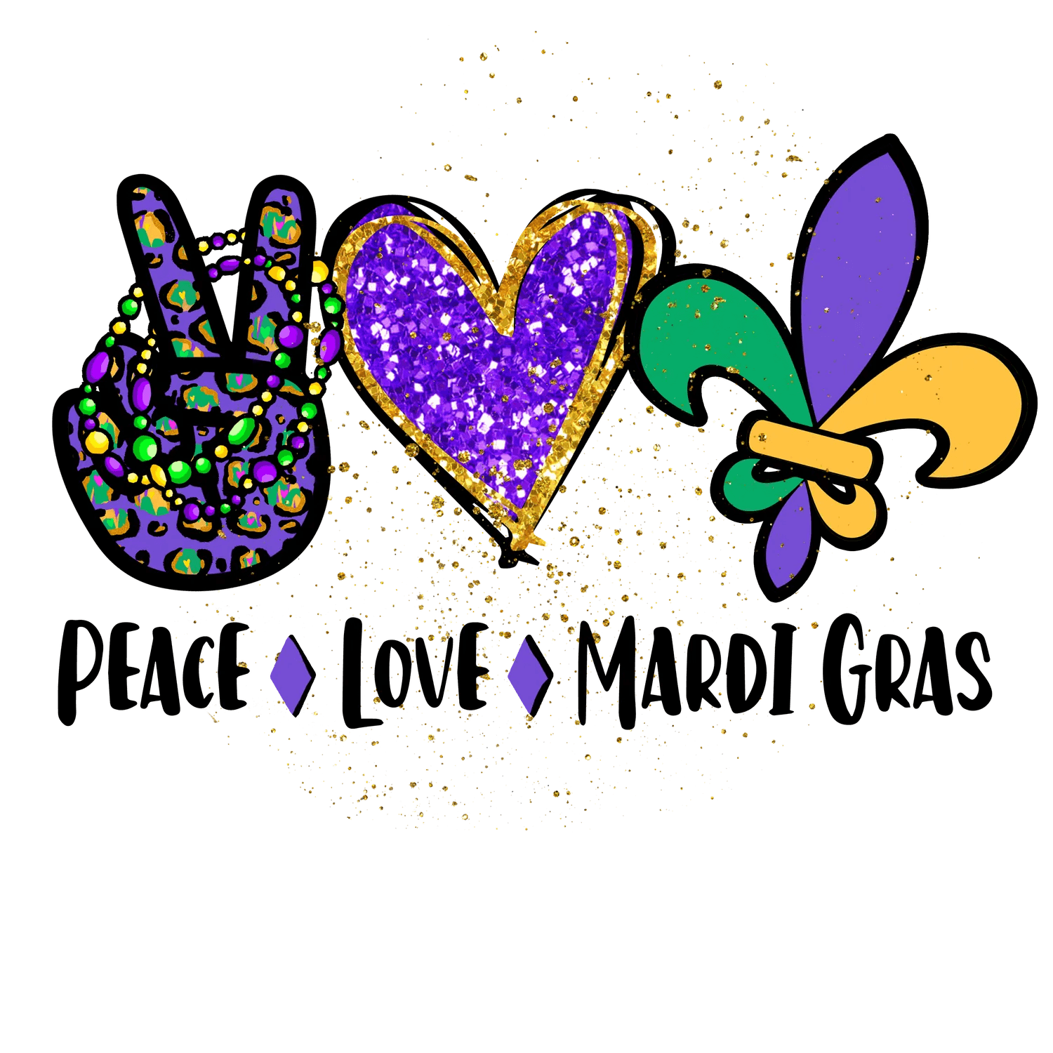 Mardi Gras Sparkle - DTF Ready to Press - Heat Press Transfer
