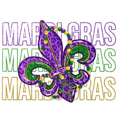 Mardi Gras Sparkle - DTF Ready to Press - Heat Press Transfer