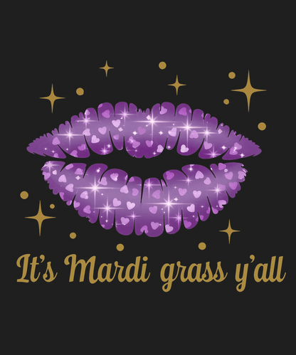 Mardi Gras Sparkle Lips - DTF Ready to Press - Heat Press Transfer