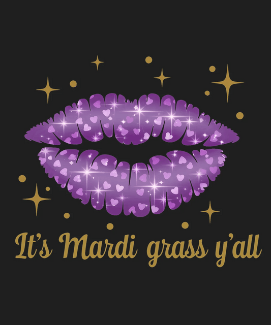 Mardi Gras Sparkle Lips - DTF Ready to Press - Heat Press Transfer