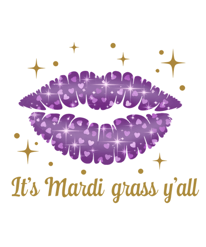 Mardi Gras Sparkle Lips - DTF Ready to Press - Heat Press Transfer