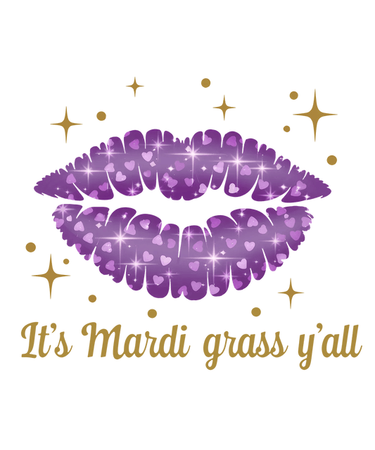 Mardi Gras Sparkle Lips - DTF Ready to Press - Heat Press Transfer