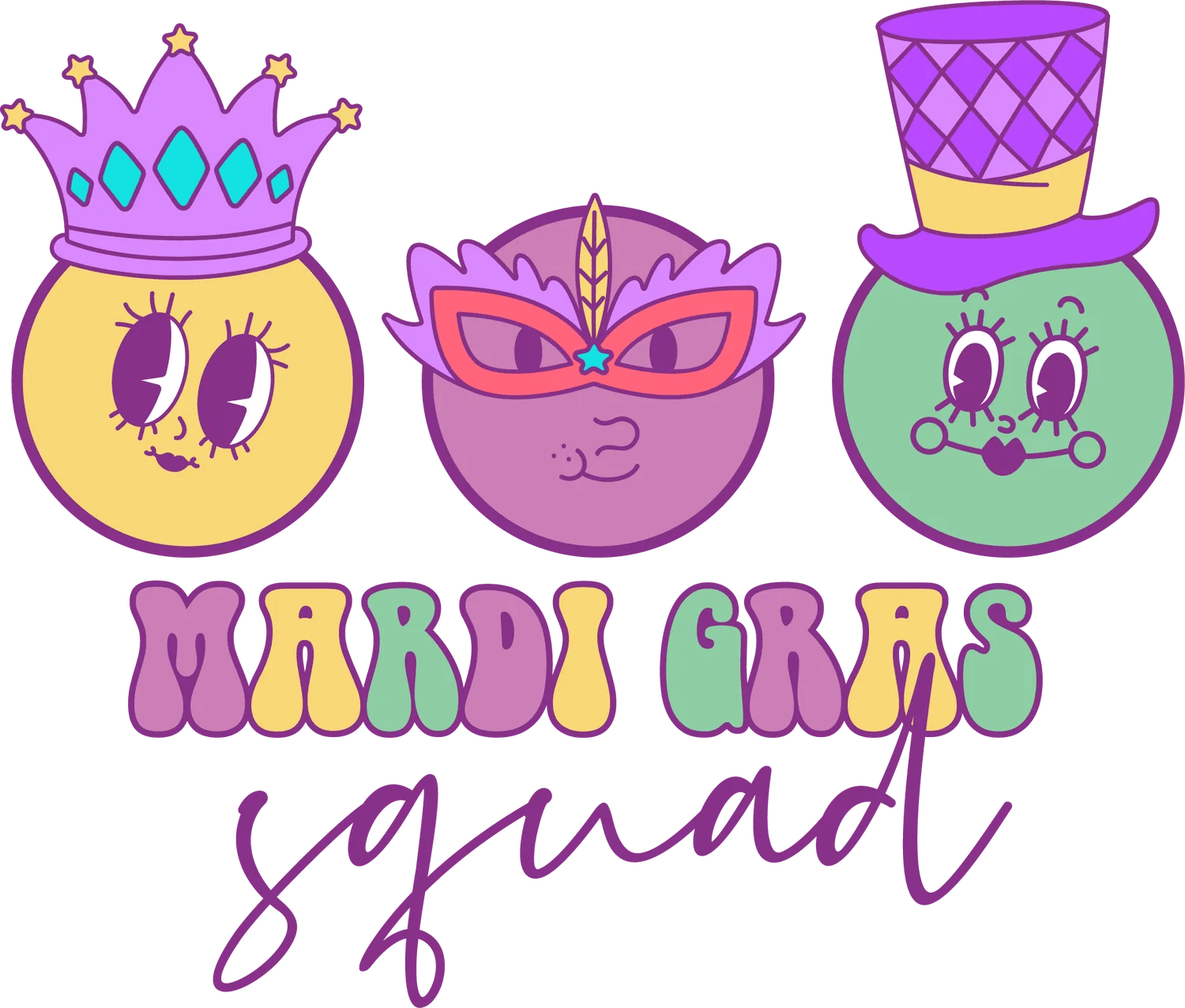 Mardi Gras Squad - DTF Ready to Press - Heat Press Transfer