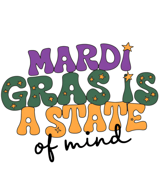 Mardi Gras State - DTF Ready to Press - Heat Press Transfer