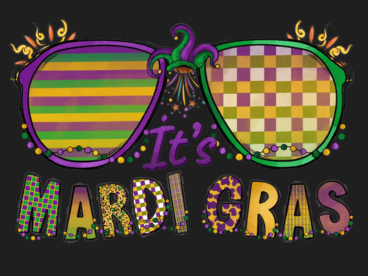 Mardi Gras Sunglasses - DTF Ready to Press - Heat Press Transfer
