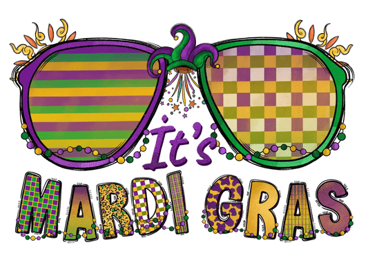 Mardi Gras Sunglasses - DTF Ready to Press - Heat Press Transfer