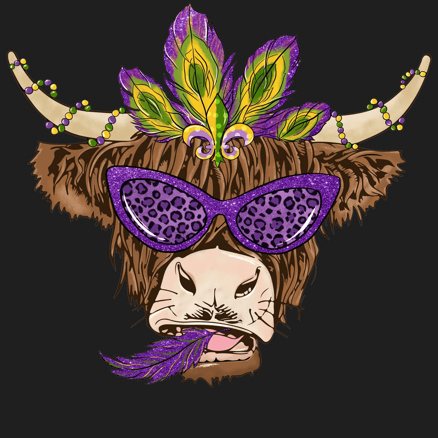 Mardi Gras Tiger - DTF Ready to Press - Heat Press Transfer