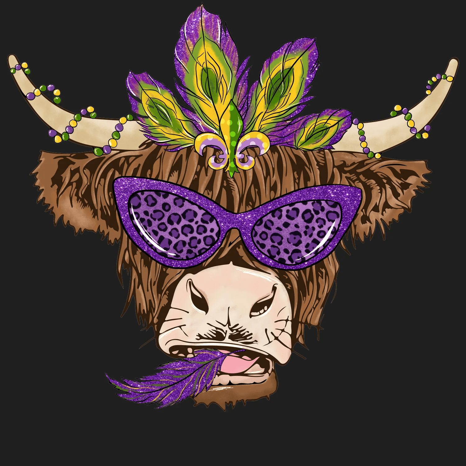 Mardi Gras Tiger - DTF Ready to Press - Heat Press Transfer