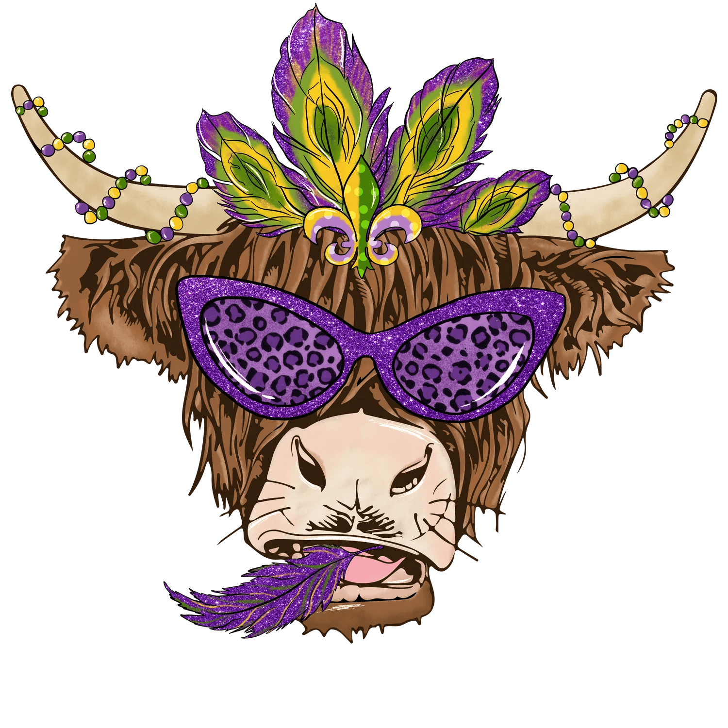 Mardi Gras Tiger - DTF Ready to Press - Heat Press Transfer