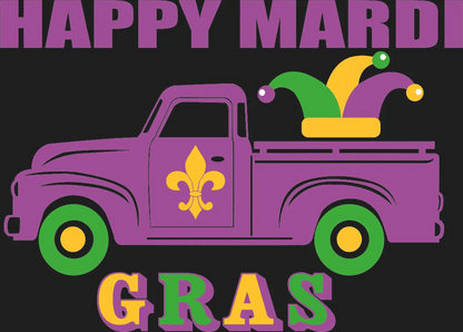 Mardi Gras Truck - DTF Ready to Press - Heat Press Transfer