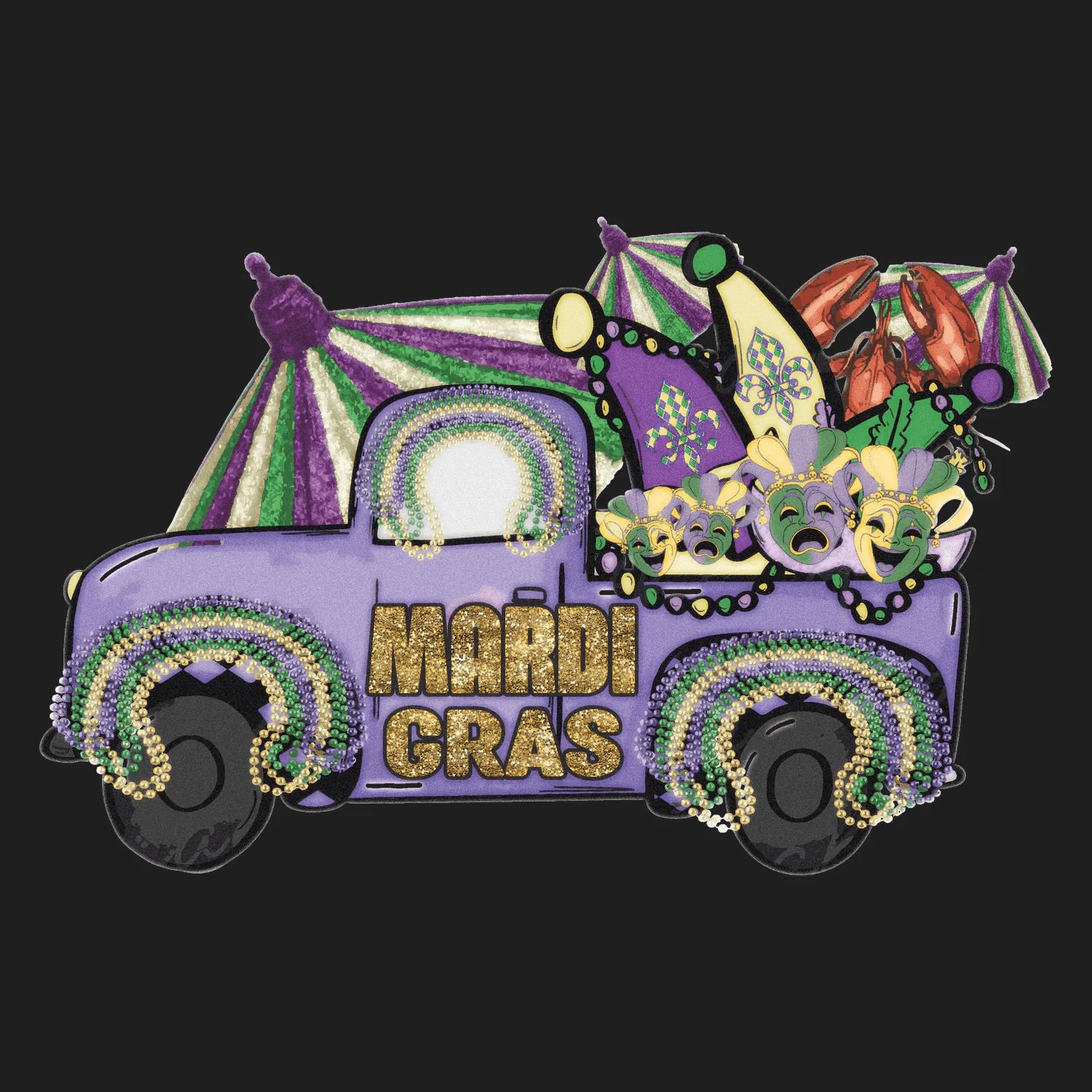 Mardi Gras Truck - DTF Ready to Press - Heat Press Transfer