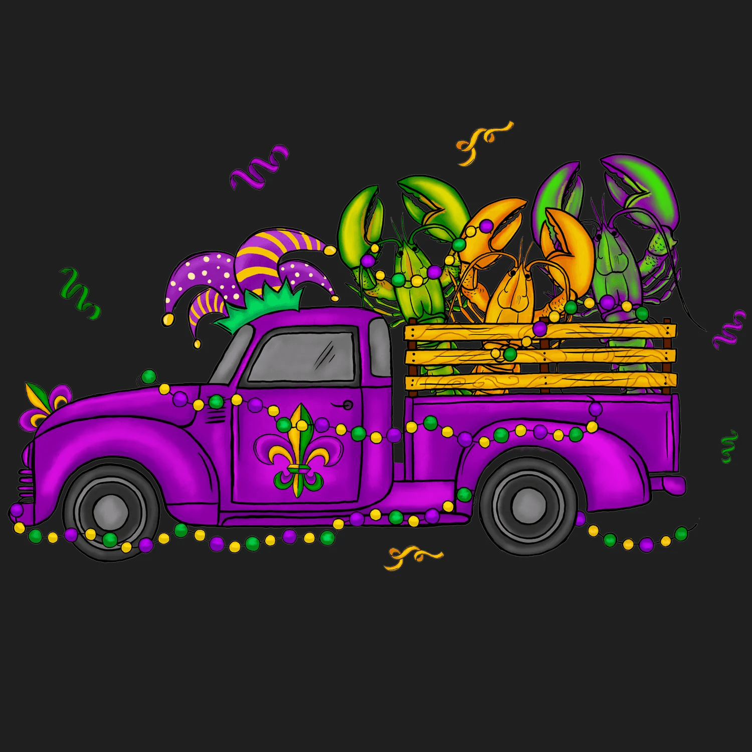 Mardi Gras Truck - DTF Ready to Press - Heat Press Transfer