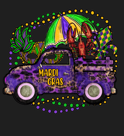 Mardi Gras Truck - DTF Ready to Press - Heat Press Transfer
