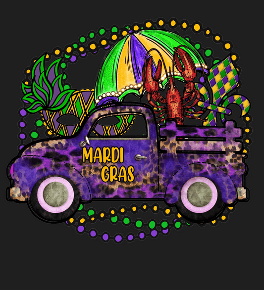 Mardi Gras Truck - DTF Ready to Press - Heat Press Transfer