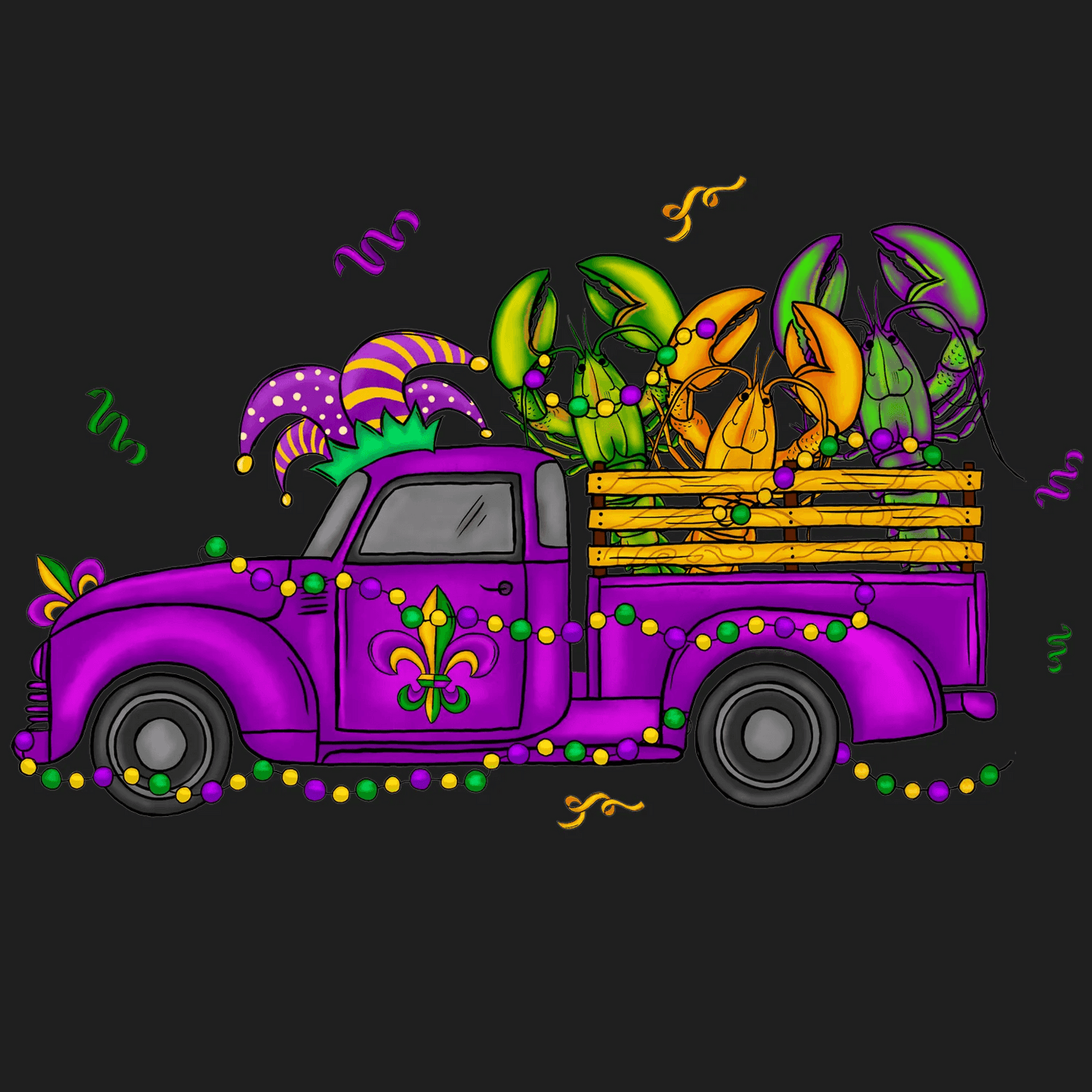 Mardi Gras Truck - DTF Ready to Press - Heat Press Transfer