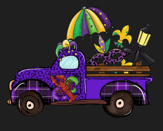 Mardi Gras Truck - DTF Ready to Press - Heat Press Transfer