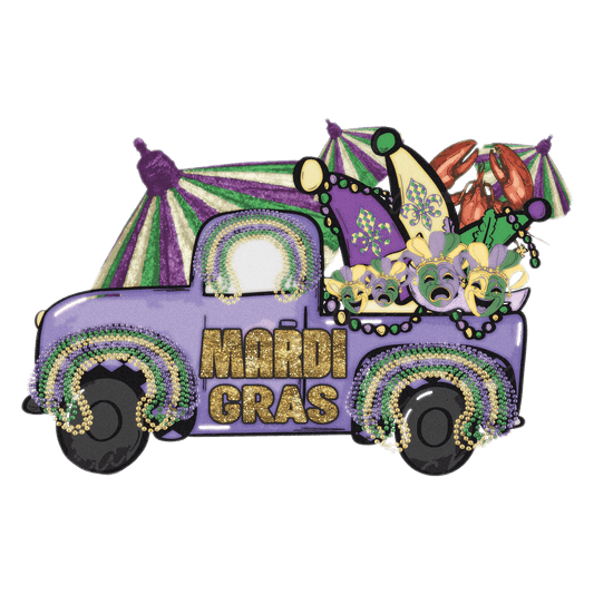 Mardi Gras Truck - DTF Ready to Press - Heat Press Transfer