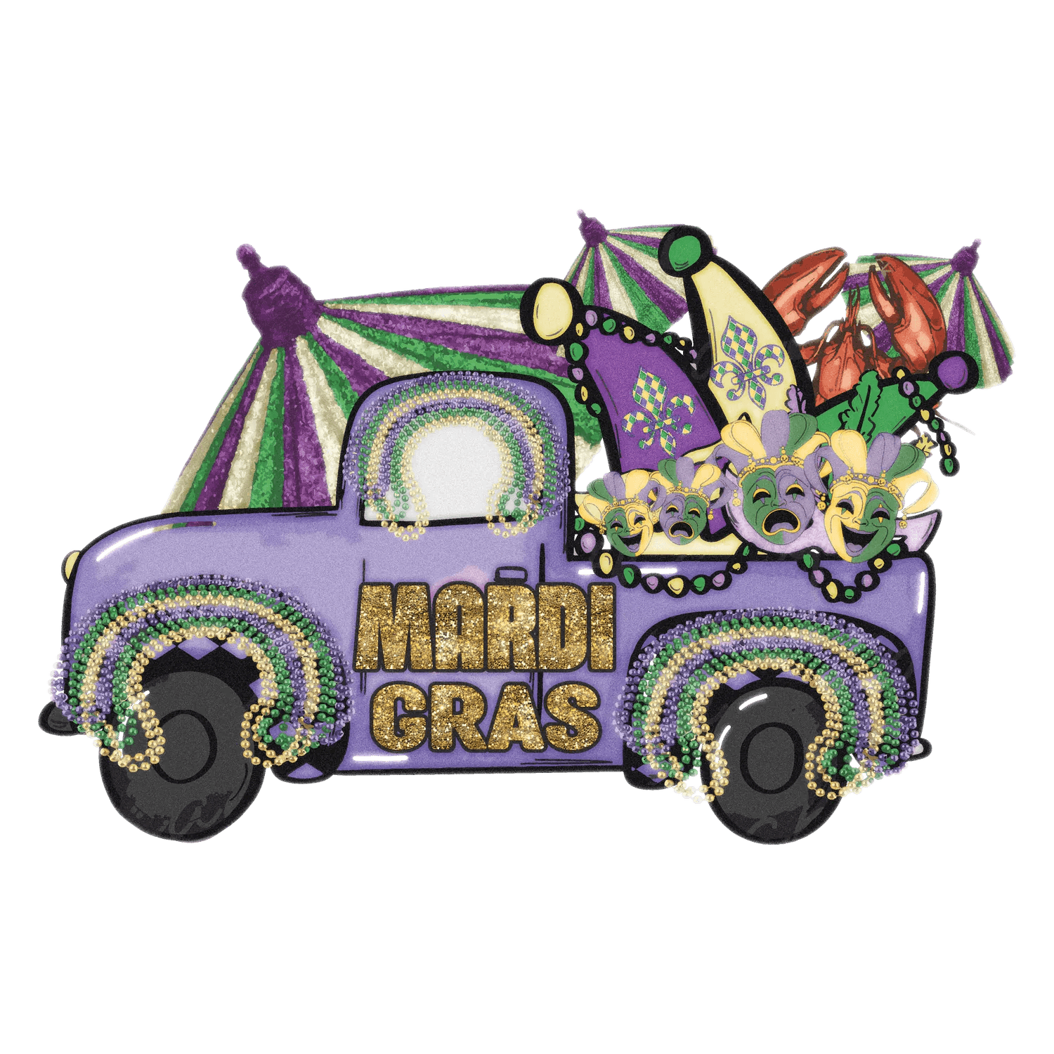Mardi Gras Truck - DTF Ready to Press - Heat Press Transfer