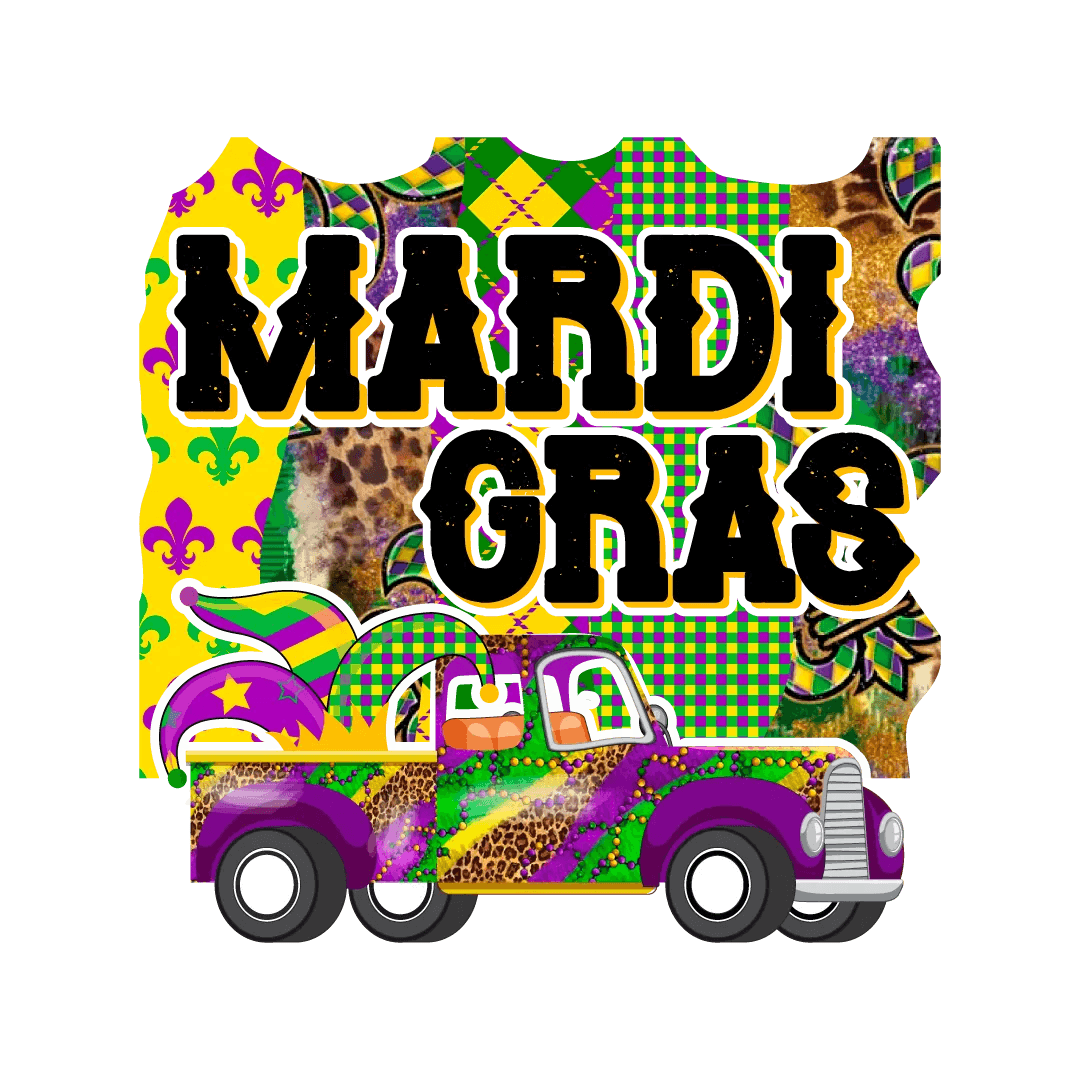 Mardi Gras Truck - DTF Ready to Press - Heat Press Transfer