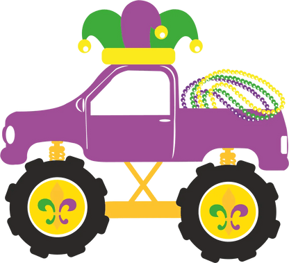 Mardi Gras Truck - DTF Ready to Press - Heat Press Transfer