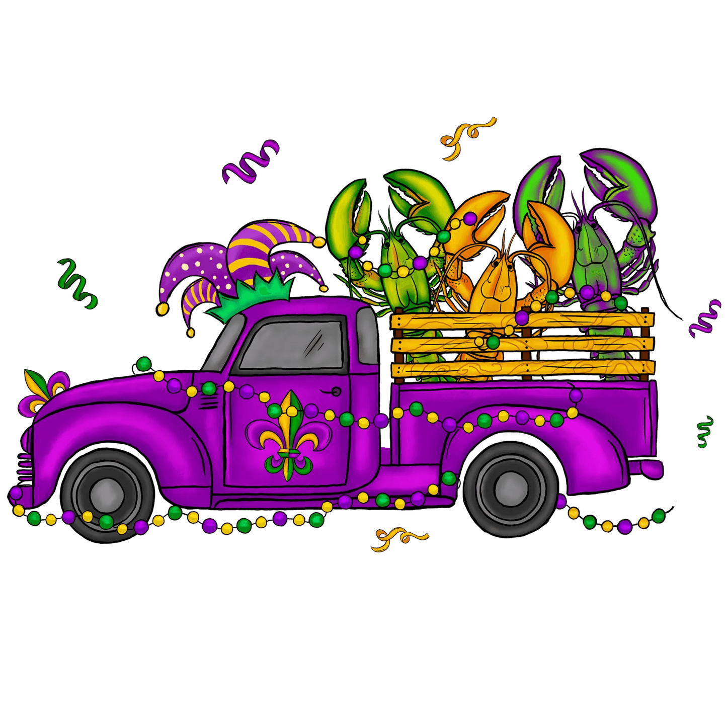 Mardi Gras Truck - DTF Ready to Press - Heat Press Transfer