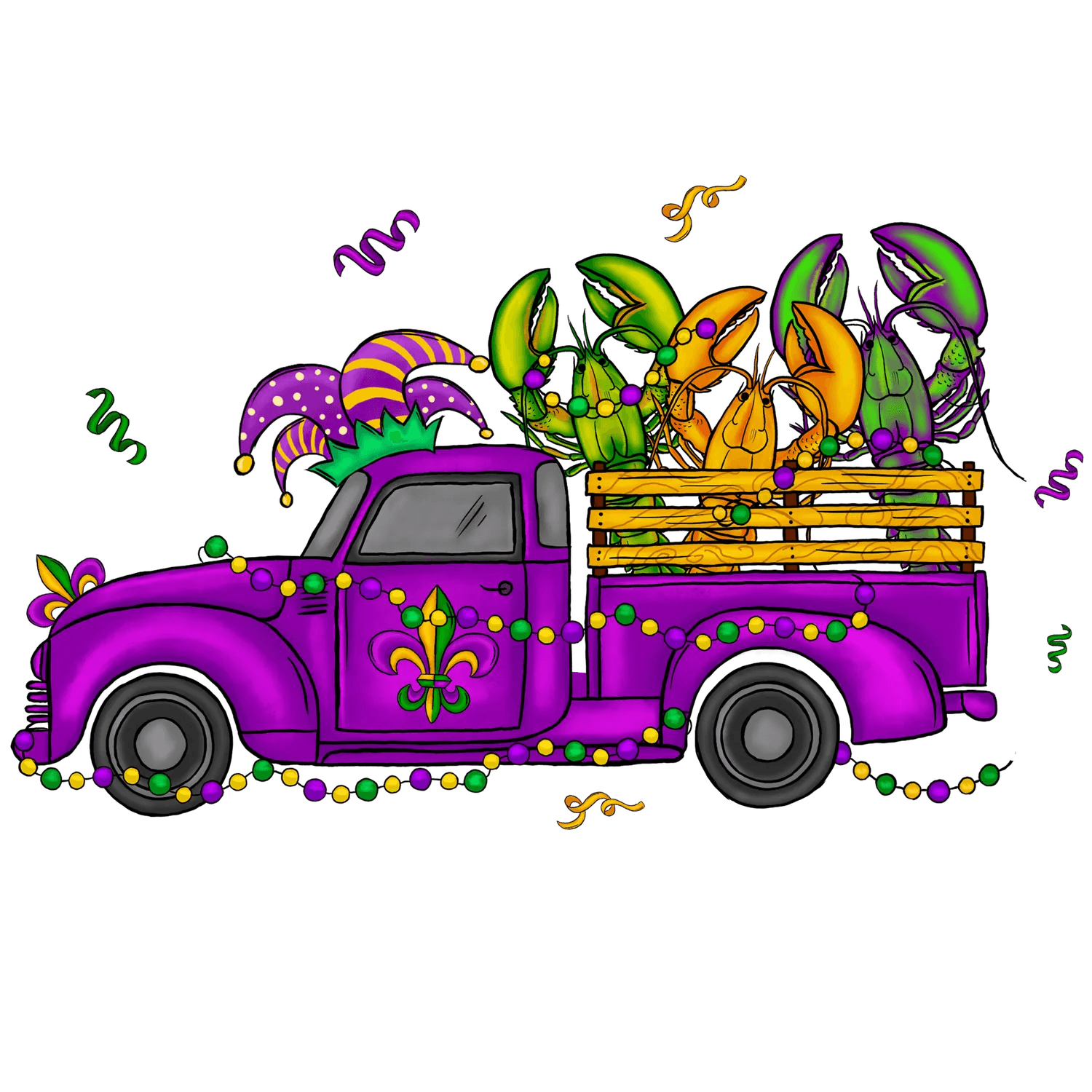 Mardi Gras Truck - DTF Ready to Press - Heat Press Transfer