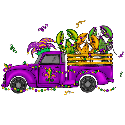 Mardi Gras Truck - DTF Ready to Press - Heat Press Transfer