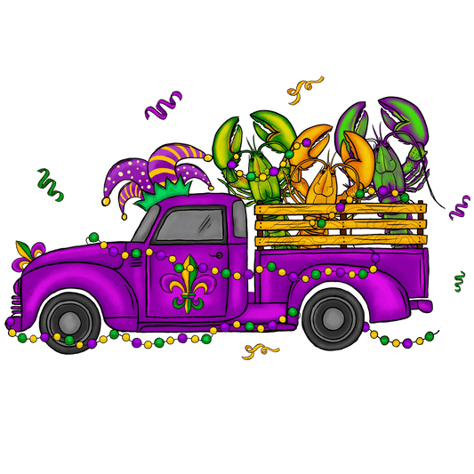 Mardi Gras Truck - DTF Ready to Press - Heat Press Transfer