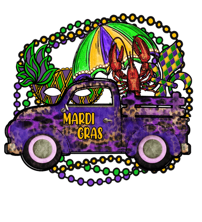 Mardi Gras Truck - DTF Ready to Press - Heat Press Transfer