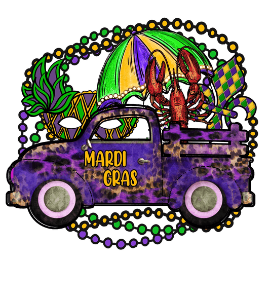 Mardi Gras Truck - DTF Ready to Press - Heat Press Transfer