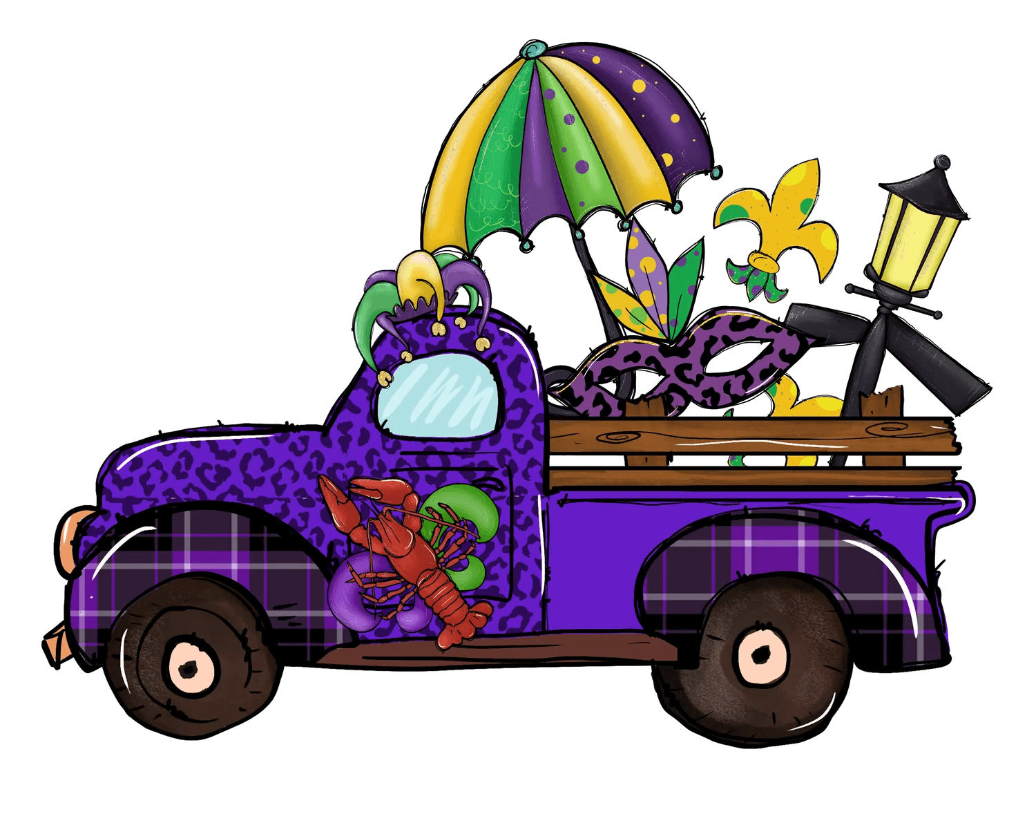 Mardi Gras Truck - DTF Ready to Press - Heat Press Transfer