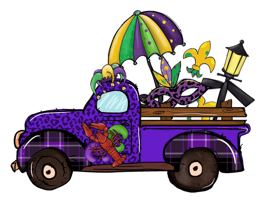 Mardi Gras Truck - DTF Ready to Press - Heat Press Transfer