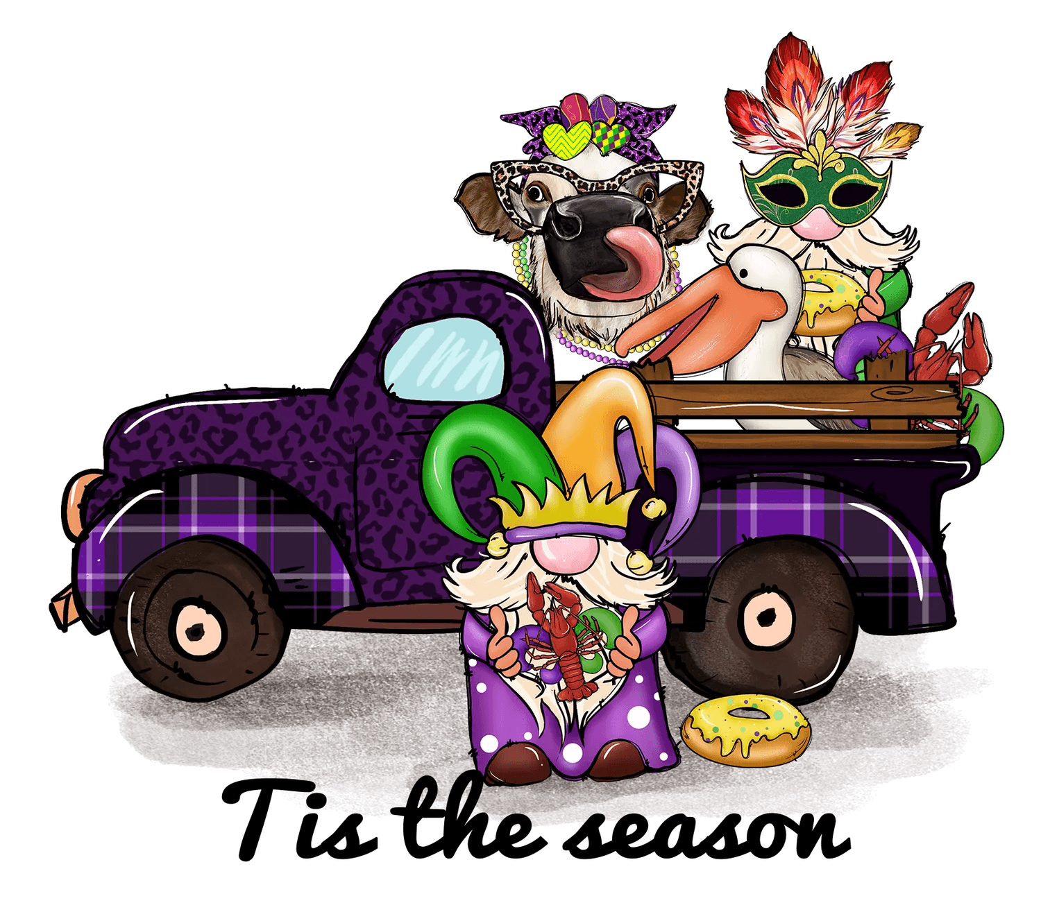 Mardi Gras Truck - DTF Ready to Press - Heat Press Transfer
