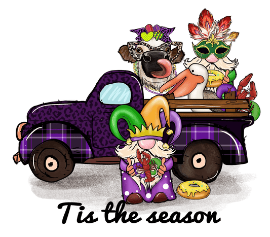 Mardi Gras Truck - DTF Ready to Press - Heat Press Transfer