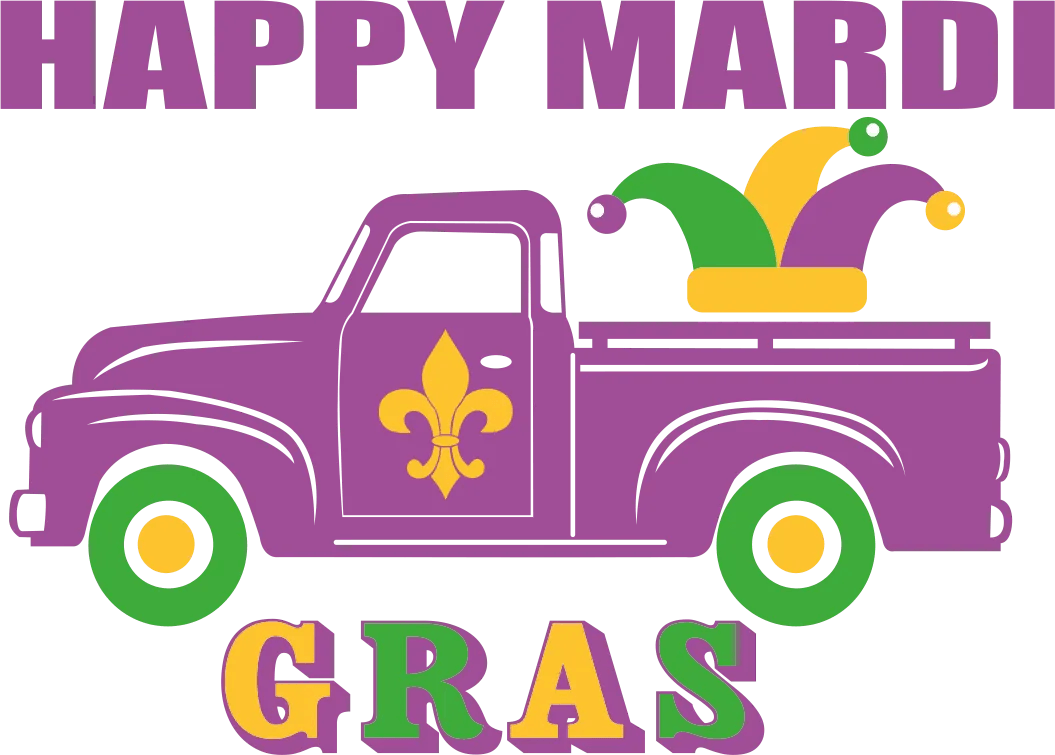 Mardi Gras Truck - DTF Ready to Press - Heat Press Transfer