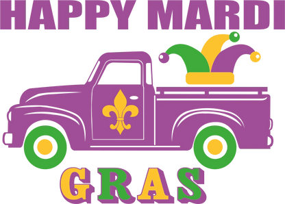 Mardi Gras Truck - DTF Ready to Press - Heat Press Transfer