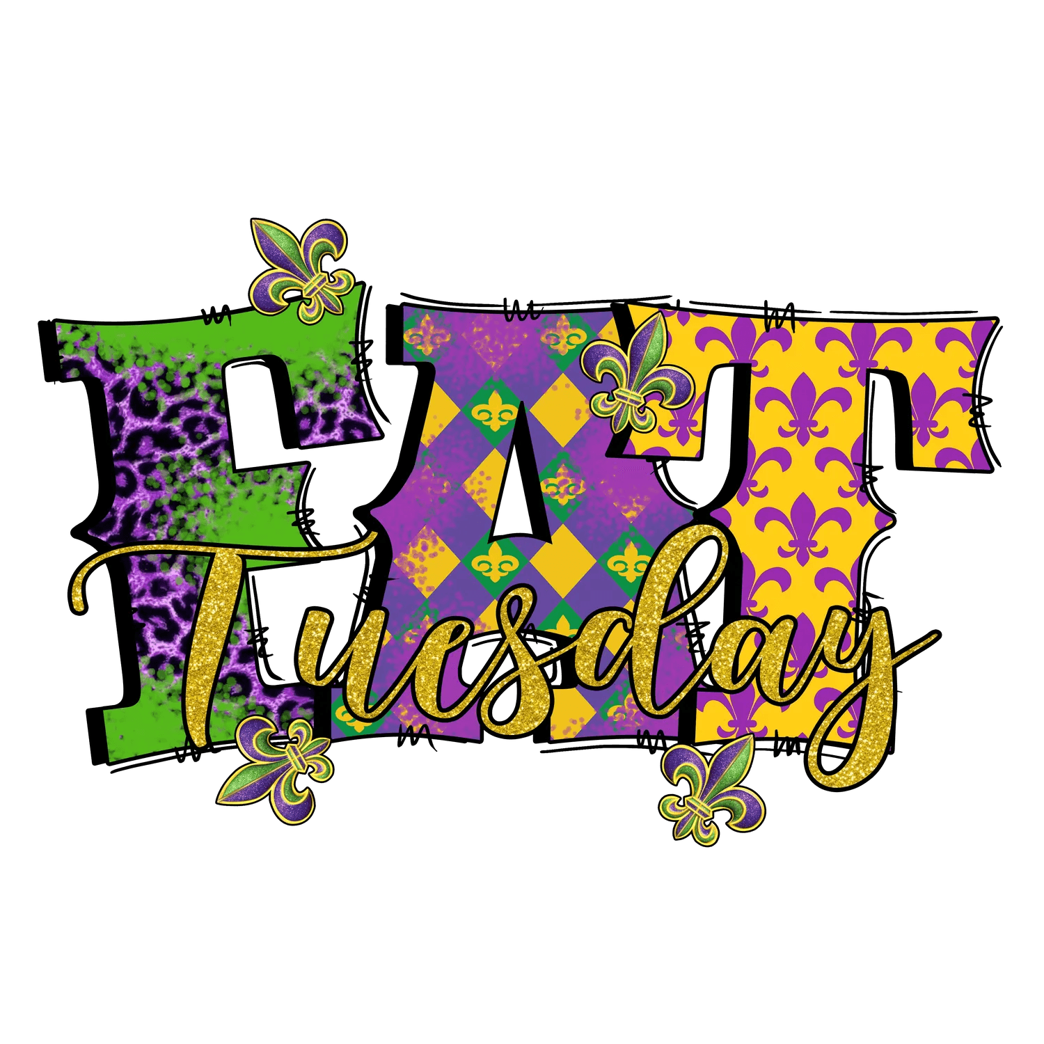 Mardi Gras Tuesday - DTF Ready to Press - Heat Press Transfer