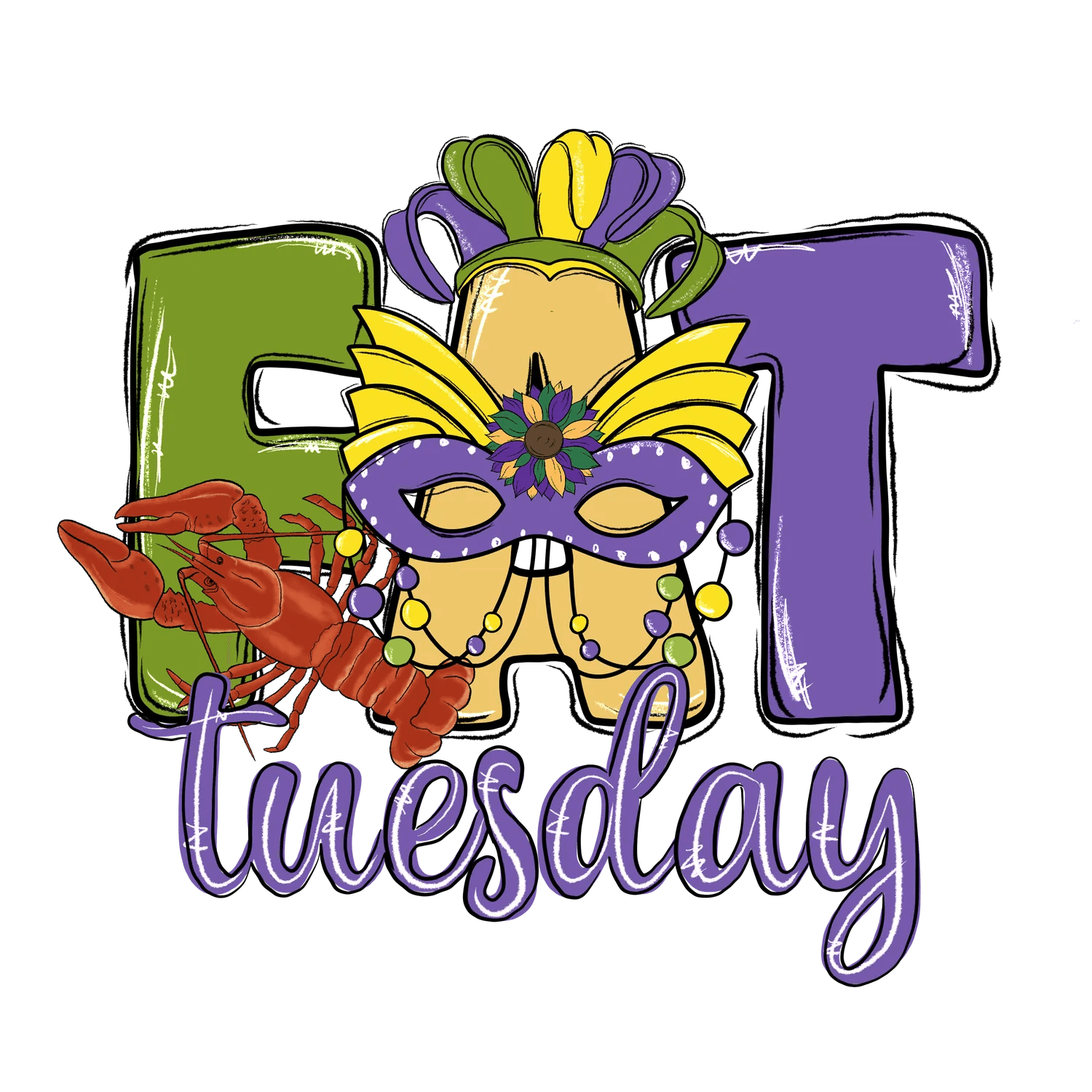 Mardi Gras Tuesday - DTF Ready to Press - Heat Press Transfer