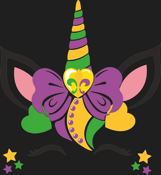 Mardi Gras Unicorn - DTF Ready to Press - Heat Press Transfer
