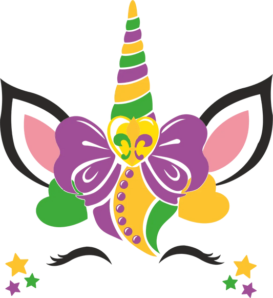 Mardi Gras Unicorn - DTF Ready to Press - Heat Press Transfer