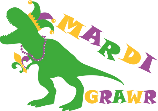 Mardi Grawr Dinosaur - DTF Ready to Press - Heat Press Transfer
