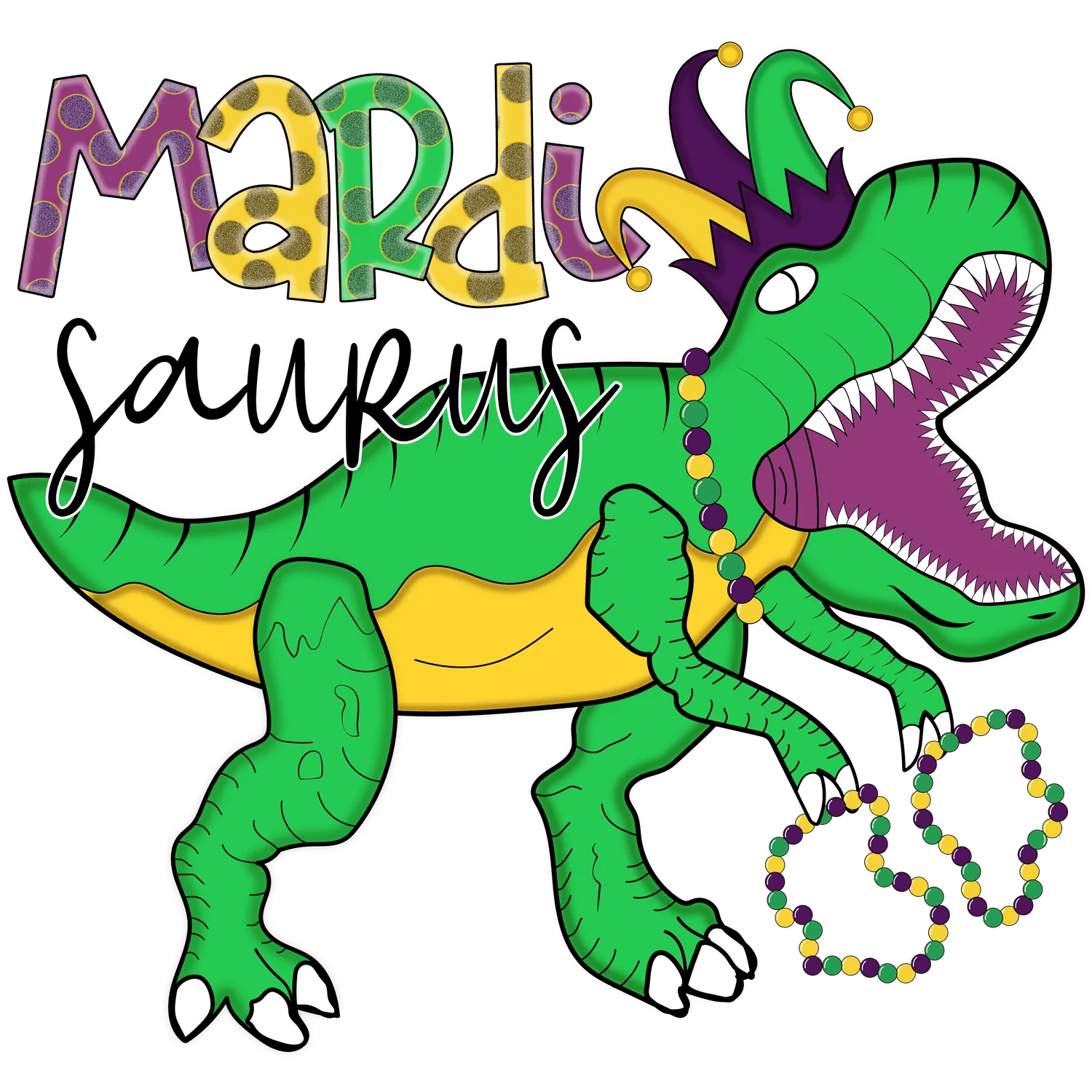 Mardi Saurus - DTF Ready to Press - Heat Press Transfer