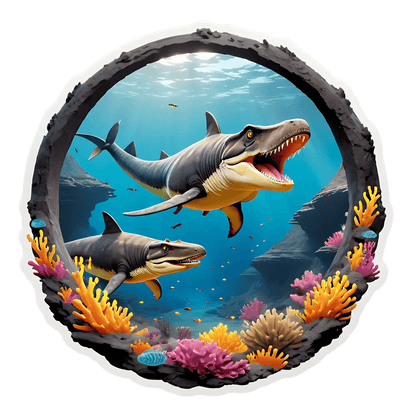Marine Predators - Dinosaur Sticker - Heat Press Transfer