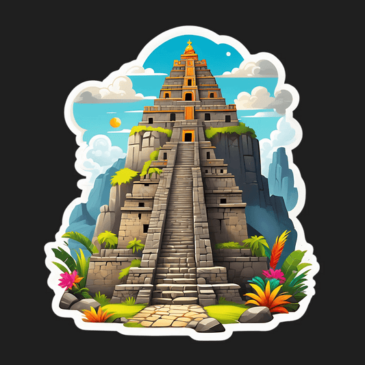 Mayan Temple Sticker - UV DTF Colorful Print - Heat Press Transfer