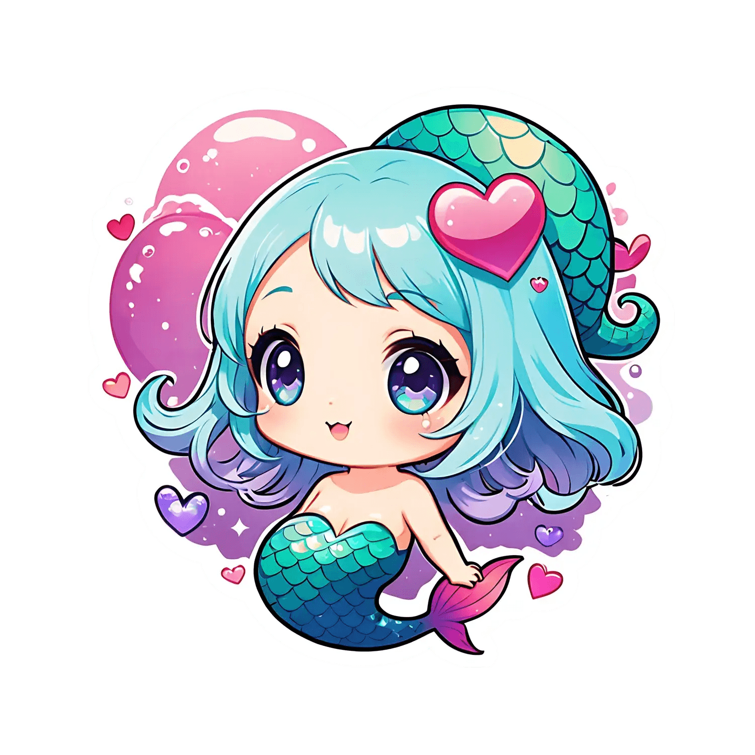 Mermaid Heart - UV DTF Sticker - Heat Press Transfer