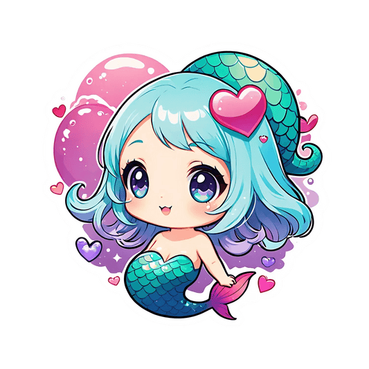 Mermaid Heart - UV DTF Sticker - Heat Press Transfer