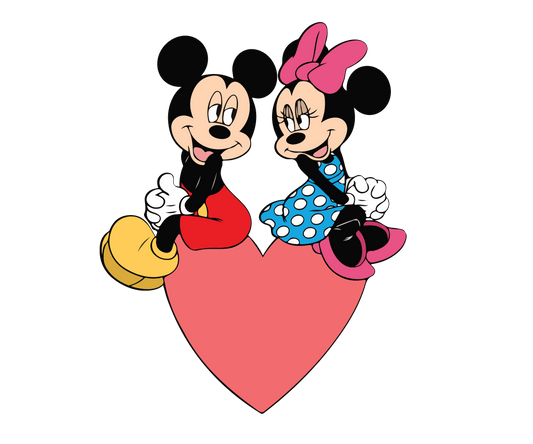 Mickey And Minnie Valentine's Day Design - DTF Ready To Press - Heat Press Transfer