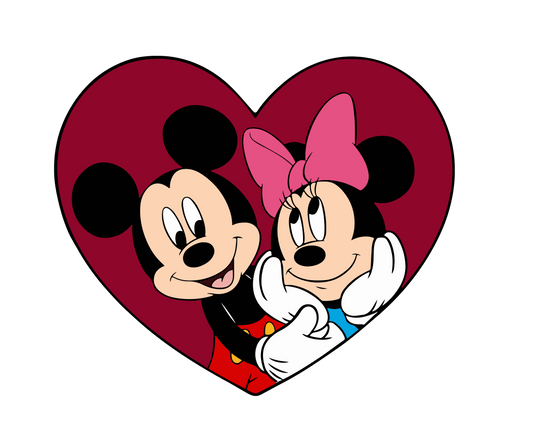 Minnie And Mickey Valentine Design - DTF Ready To Press - Heat Press Transfer